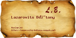 Lazarovits Bátony névjegykártya